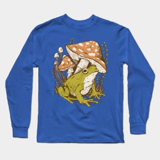 Cottagecore Aesthetic Mushrooms and Frog Long Sleeve T-Shirt